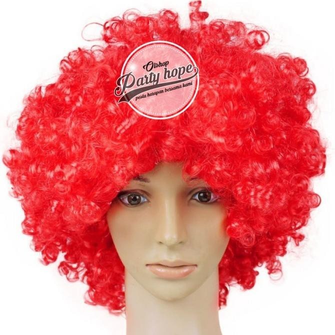 ffs wig merah / rambut palsu kribo allsize / wig badut / wig costplay