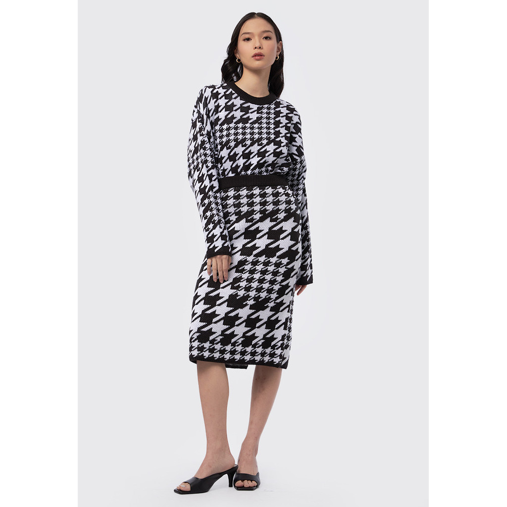 Executive Monochrome Knit Skirt Black