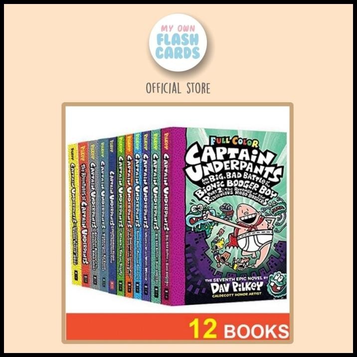 

Terlengkap Captain Underpants (12 Book Series) By Dav Pilkey (English) Full Colour Comic Book Import Komik Anak Warna