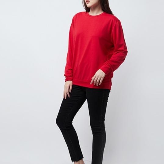 Sweater Jaket Wanita Scarlet Merah Polos Lengan Panjang
