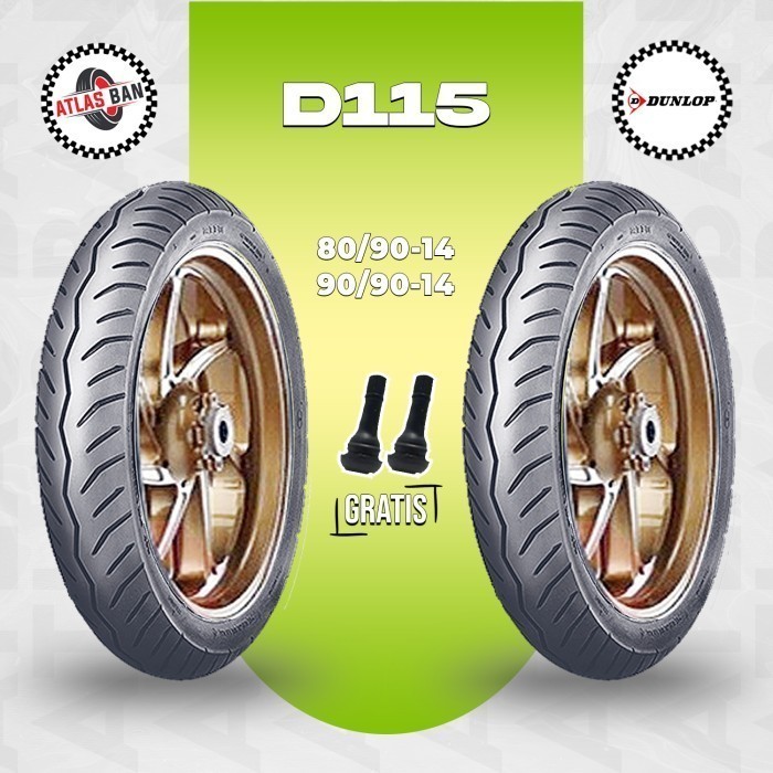 Paket Ban Tubles Motor Matic DUNLOP D115 80/90 - 90/90 Ring 14