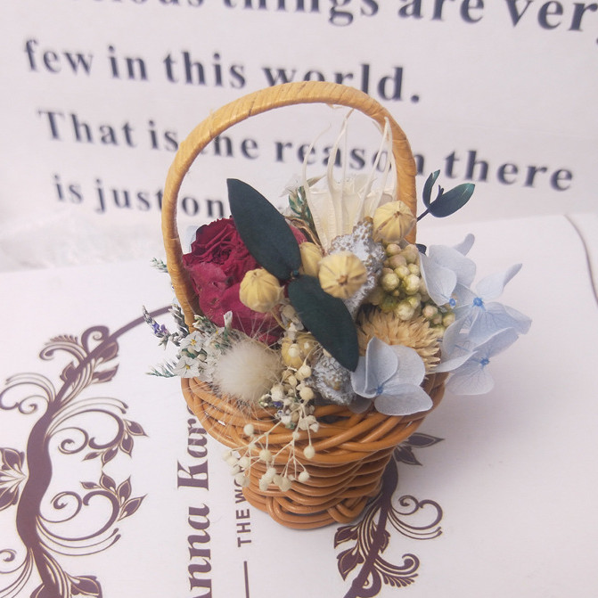 DK- YINI Dekorasi Bunga Mini Keranjang Preserved Flower Basket - Y56 / lampu bunga dekorasi/lampu hi