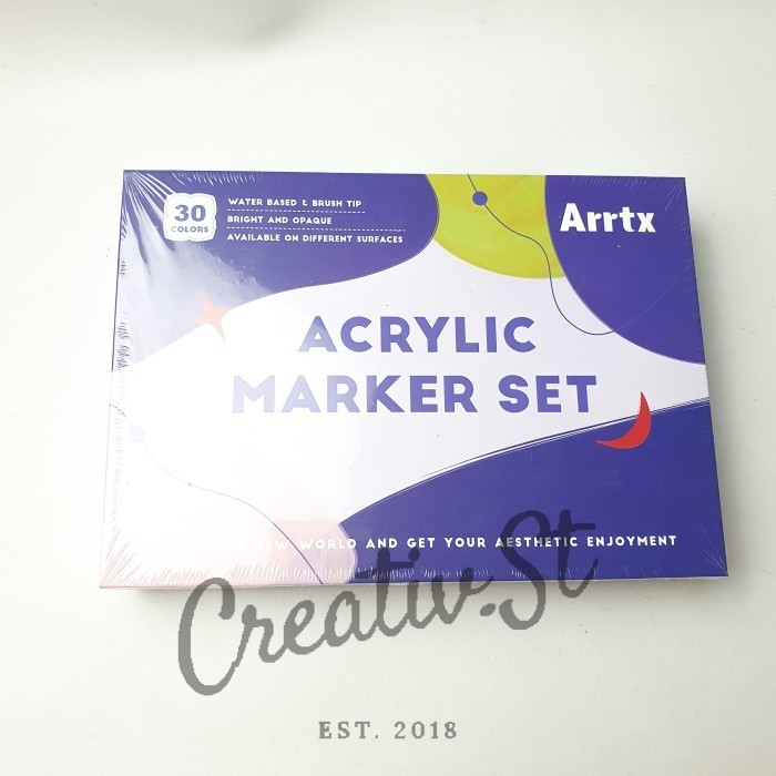 

Arrtx Acrylic Paint Markers Set 30 Colors Spidol Warna Permanen