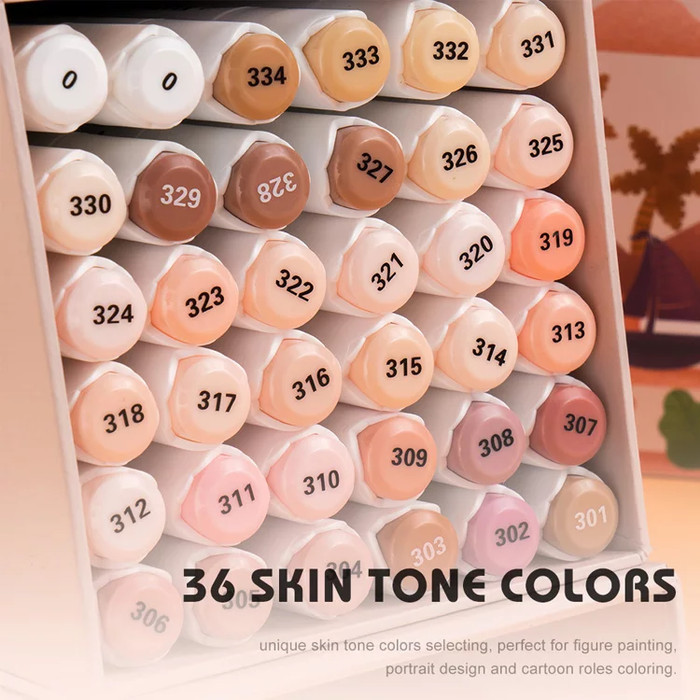 

Arrtx dual tips marker set 36color skin tone with box