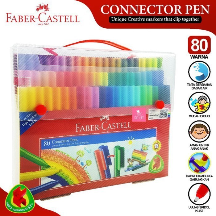 

Faber Castell Connector Pen 80 Colors + plastic bag / Sepidol spidol