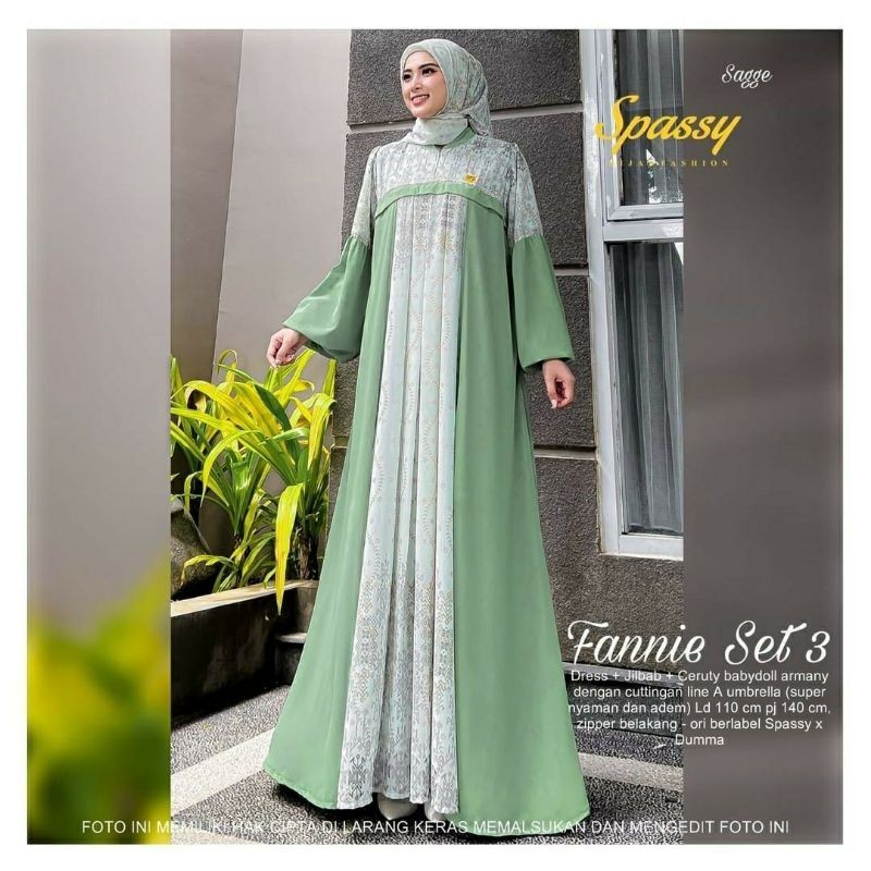 GAMIS PESTA MEWAH ELEGAN FANNIE SET HIJAB / GBS GROSIR BUSANA SURABAYA / TERMURAH /TERLARIS / MODEL 