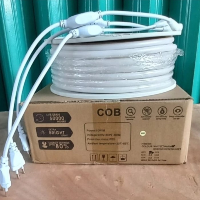Lampu Selang Led Strip Cob 288 Led 220 Volt 1Roll 50 Meter Hinomaru Gratis Ongkir