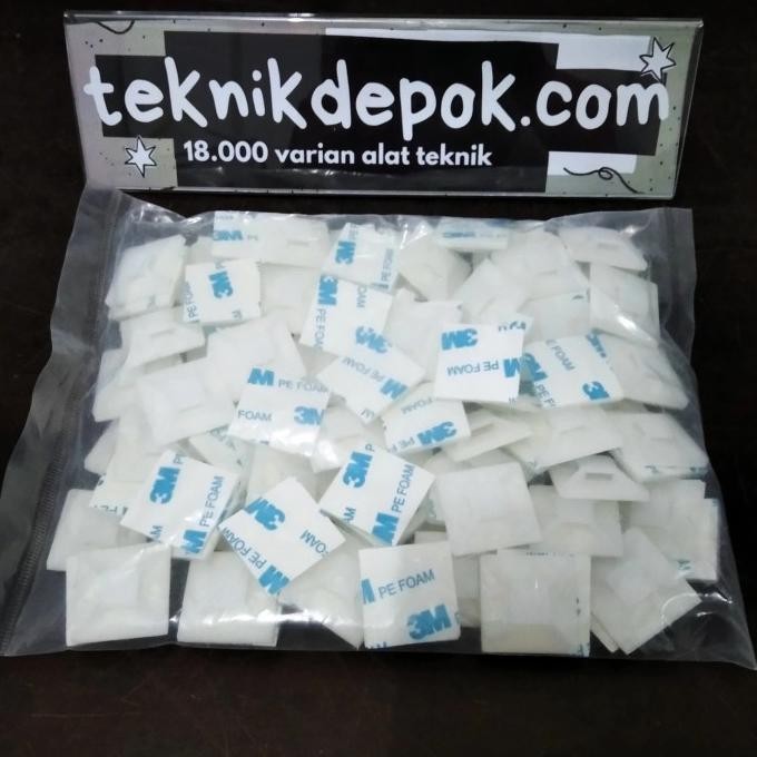 

Per 100 Pengikat Pengait Kabel Ties 40 x 40 mm Klem Tempel Dinding