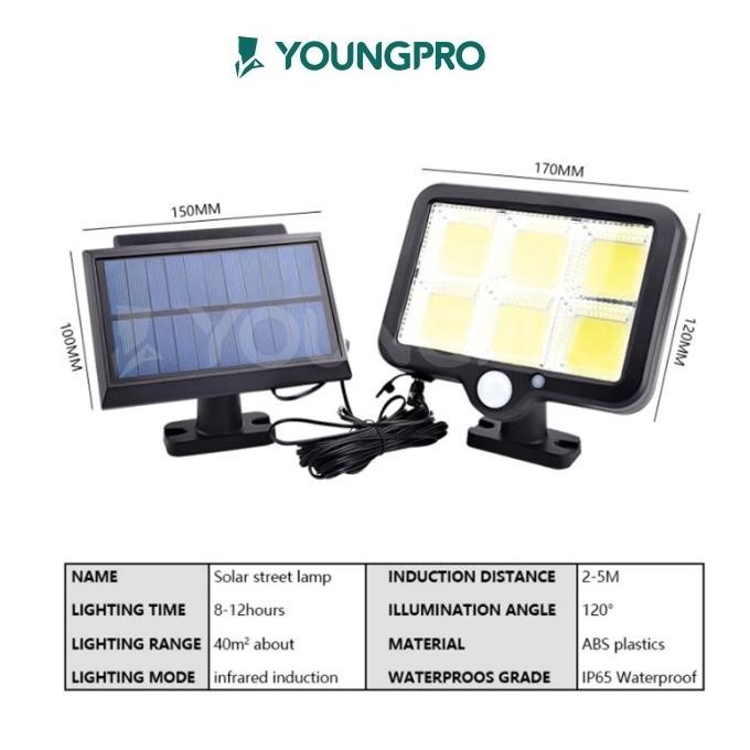 YOUNGPRO YSF-120 - Lampu Solar 120 LED 3 Mode Cahaya + Panel Surya