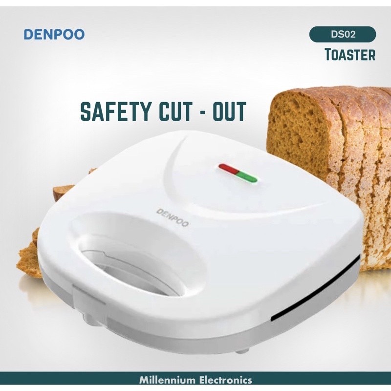 Pemanggang Roti Denpoo DS-02 D Sandwich Toaster Putih 4 Slice Garansi Resmi Indonesia