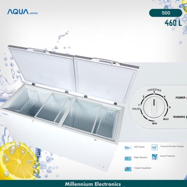 AQUA AQF 500 W CHEST FREEZER BOX 500 L LEMARI PEMBEKU 500 LITER