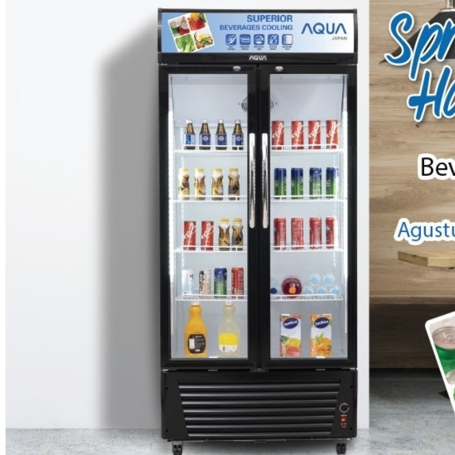 Showcase AQUA AQB-600 Kulkas display kaca minuman show case AQB600