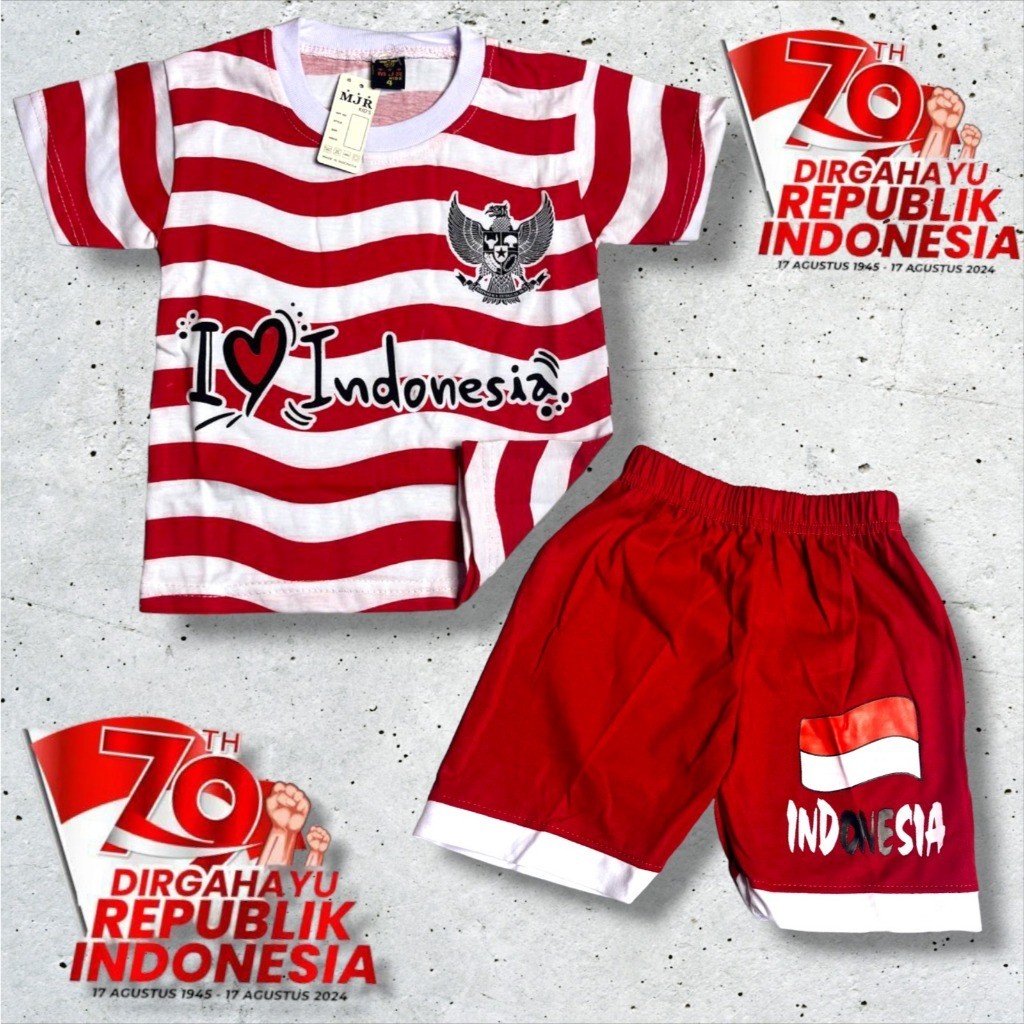 Baju 17 Agustus Anak 2024 Ke79 Tshirt 17An Kids 2 Cowok 4 5 Kaus Oblong Merdeka Pendek Panjang Kaos 
