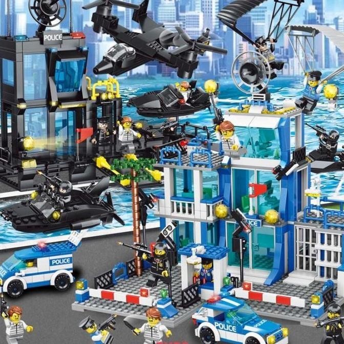 READY Zhbo Pos Polisi Police Station Swat Mainan Brick Block Edukasi