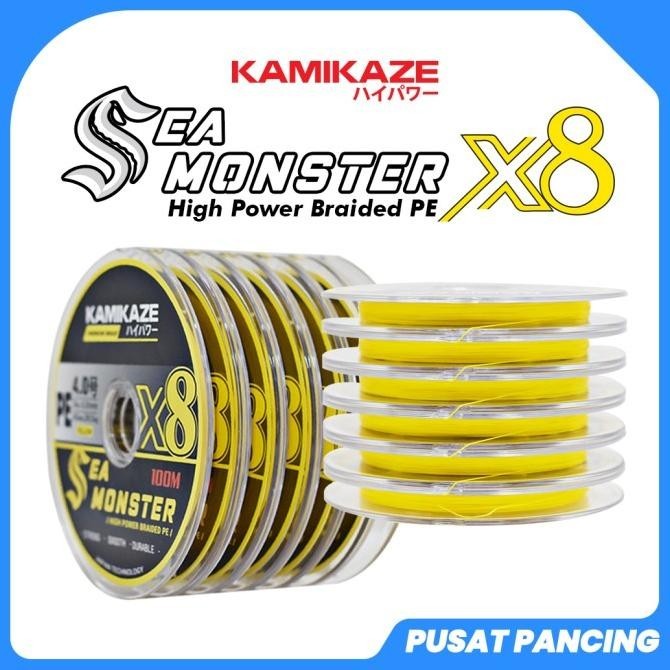 Kamikaze Snar Pancing Pe Sea Monster X8 (Ylw) 100M Connecting