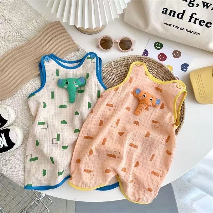 Baby Jumpsuit Summer Thin Clothes Baby Romper Korean Style Cute Super Cute Air Conditioning Clothes 