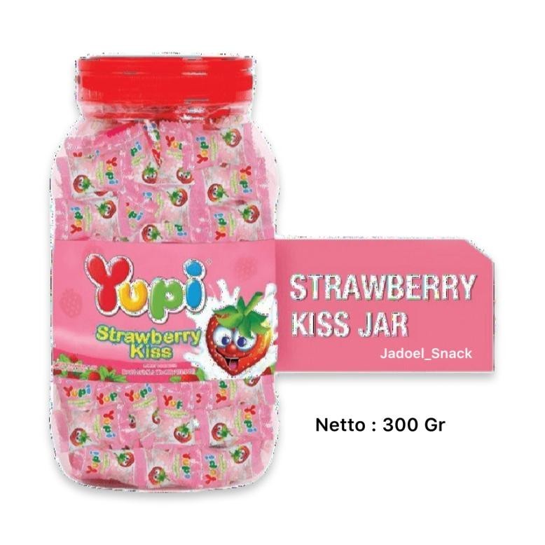 

y-76 GROSIR - Yupi Strawberry Kiss Jar 300 Gr Rasa Manis by Jadoel_Snack Viral