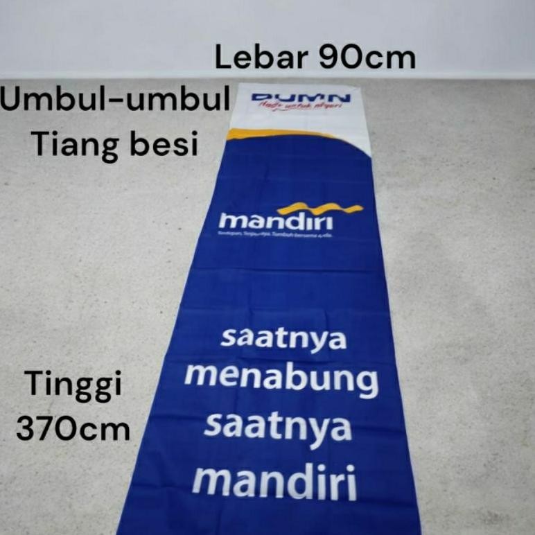 Cod Umbul Umbul Bank Mandiri / Pegadaian Umbul Umbul Kain Poly 90 X 370 Cm Ready Stock HotSale