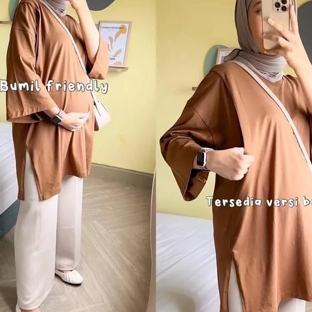 Kaos Oversized Polos Busui Hijab Friendly