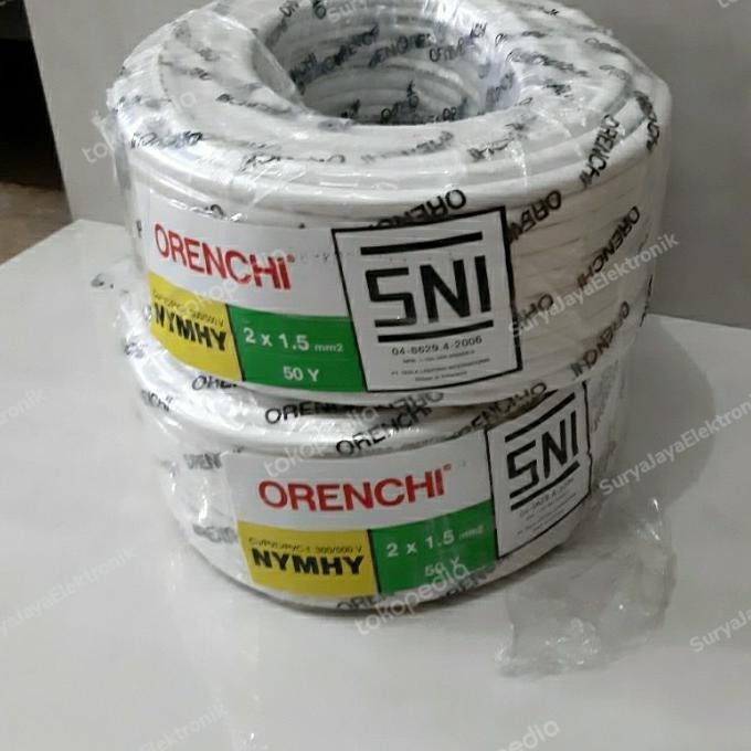 TERMURAH - Kabel Serabut NYMHY ORENCHI 2 X 1.5 mm / ROLL