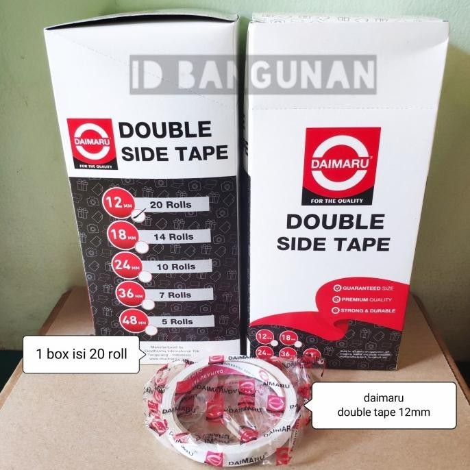 

Double Tape Daimaru 12 mm x 12 Y Isi 20 Rol - Dobel Tape 1/2 Inch