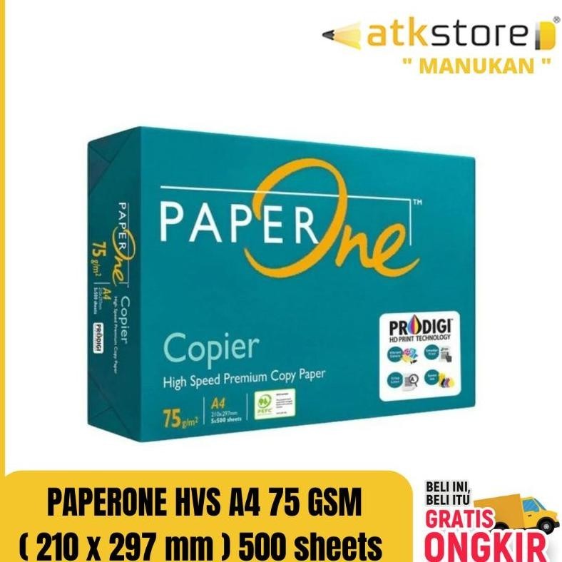 

QV21 KERTAS HVS / FOTOCOPY / PRINT PAPERONE A4 F4 75 GSM ( 1 RIM ) Termurah