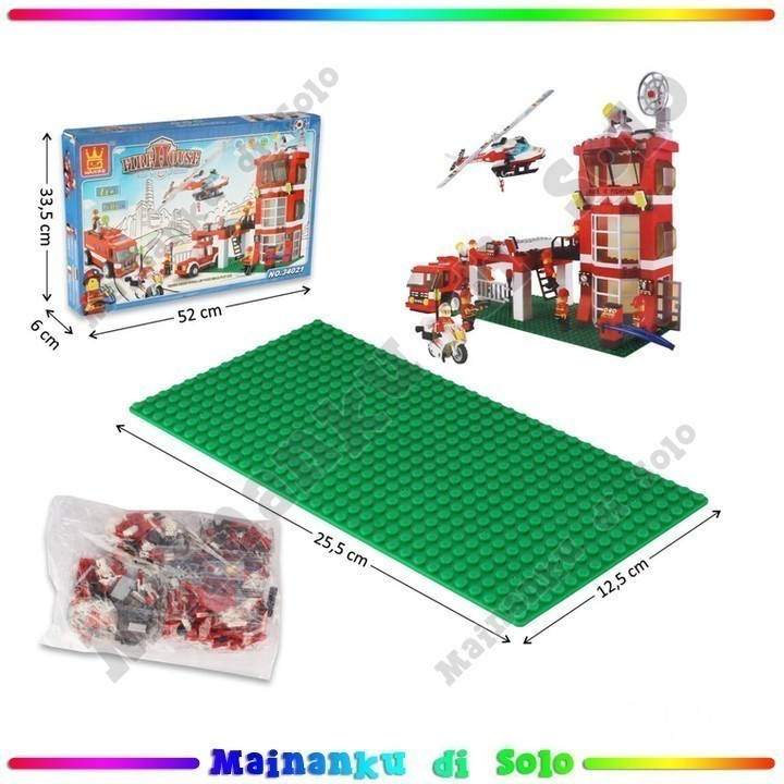 [Mainanku] Mainan Anak Block Mini Gedung Pemadam Wange Mirip Fire House Mainan Assembly