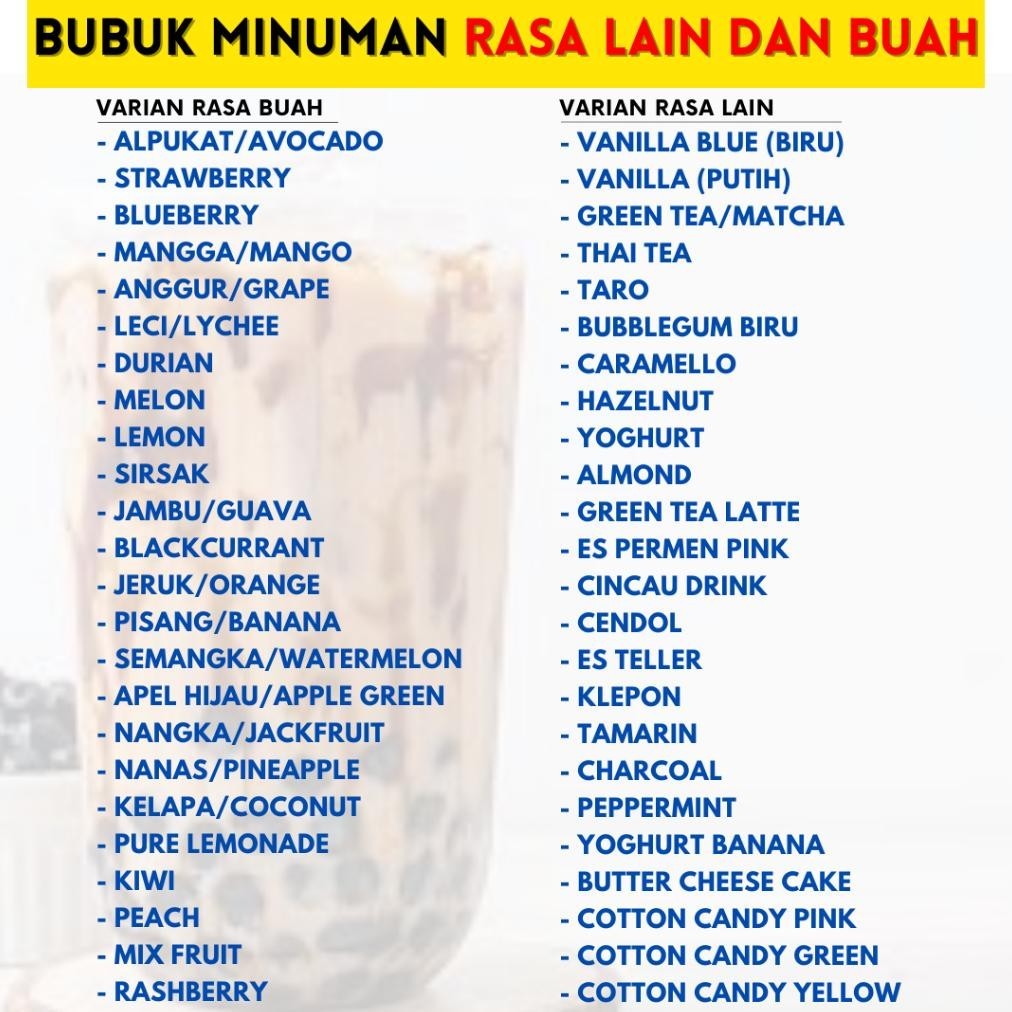 

aw-96 Bubuk Minuman Rasa PLAIN 500gr Serbuk Minuman Kekinian Murah