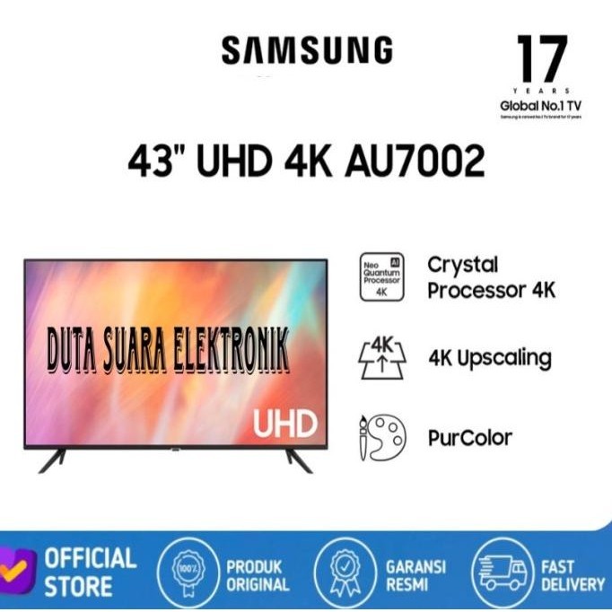 Led Tv Samsung Tv 43Au7002 Smart Tv Led 43 Inch Crystal Uhd 4K