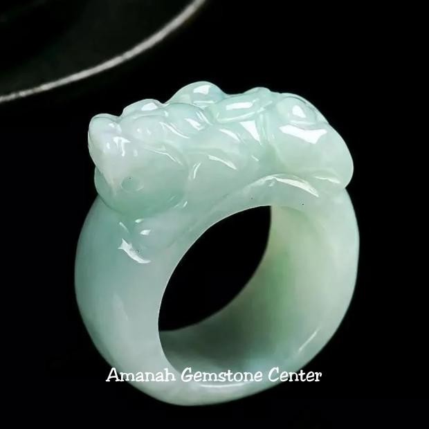 Cincin Giok Burma Type A Jadeite Curving Pixiu