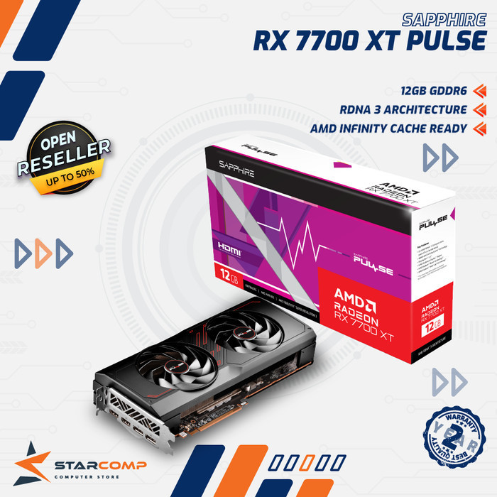Sapphire Radeon Rx 7700 Xt Pulse 12Gb Gddr6 Vga Rtx7700Xt Rdna 3