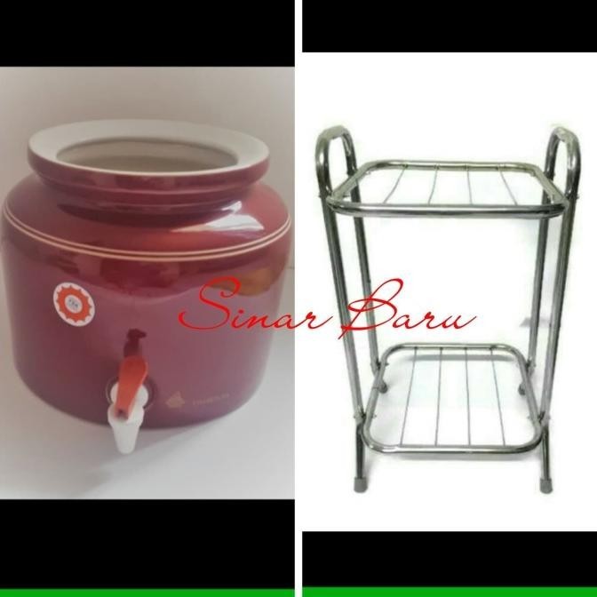 Guci Air/Guci Keramik Galon+Kaki Guci Steanless/Motif Polos/Wrn Random