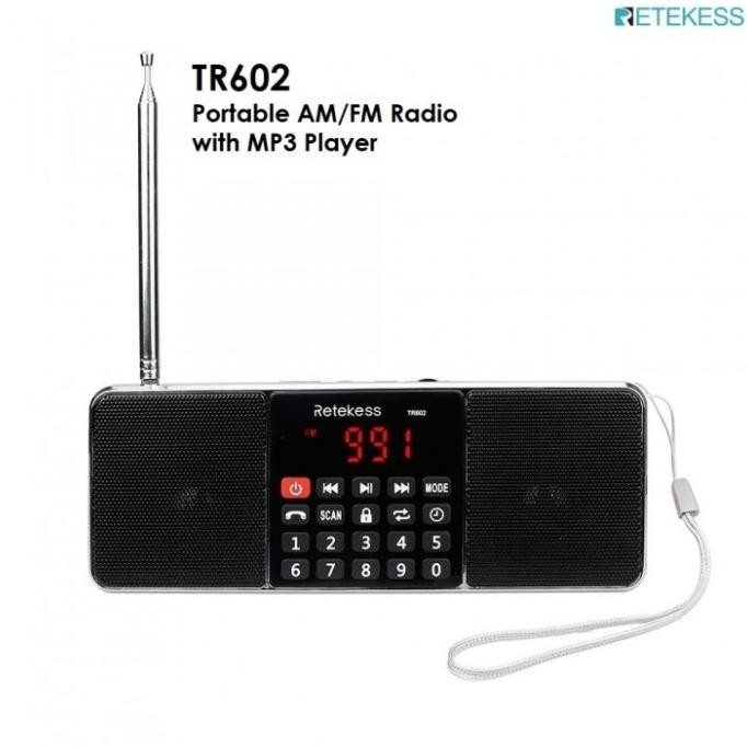 RETEKESS TR602 - PORTABLE AM FM DIGITAL RADIO WITH MP3 PLAYER 2807T