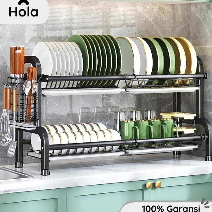 Rak Piring Stainless 2 3 Susun Kapasitas Besar Multifungsi Anti Karat