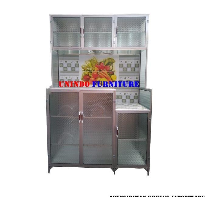 Rak Piring Lemari Dapur Keramik Aluminium 3 Pintu
