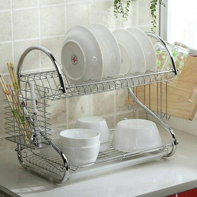 Rak Piring Tempat Gantung Gelas Sendok Minimalis Stainless Anti Karat