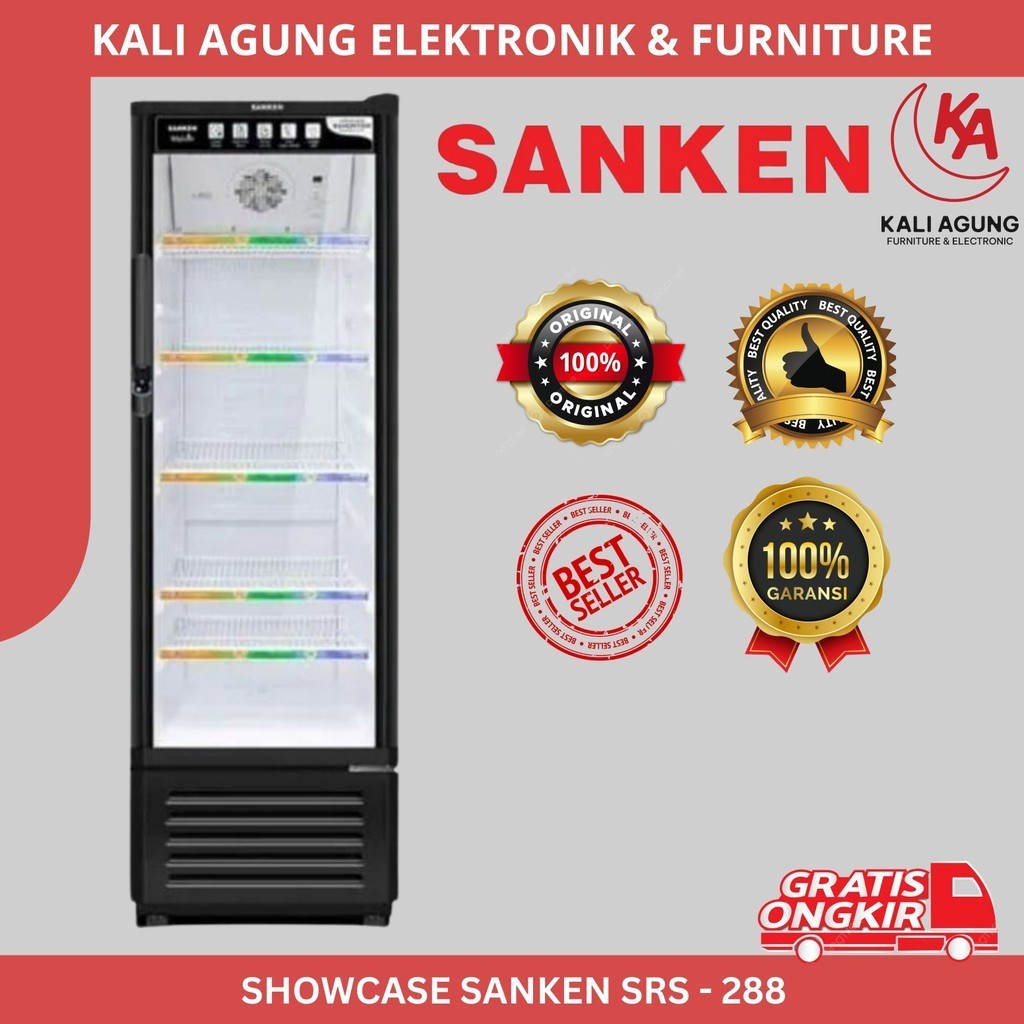 SHOWCASE SANKEN SRS 288 / SHOWCASE INVERTER 5 RAK / DISPLAY COOLER / GRATIS PENGIRIMAN SERANG KOTA