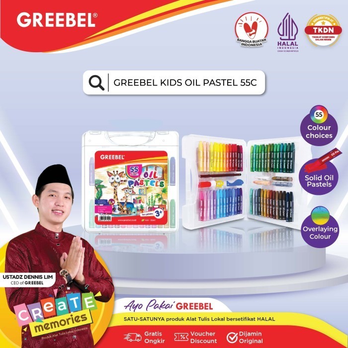 

Greebel Crayon Krayon Kids Oil Pastel 55 Warna Untuk Anak Non Toxic