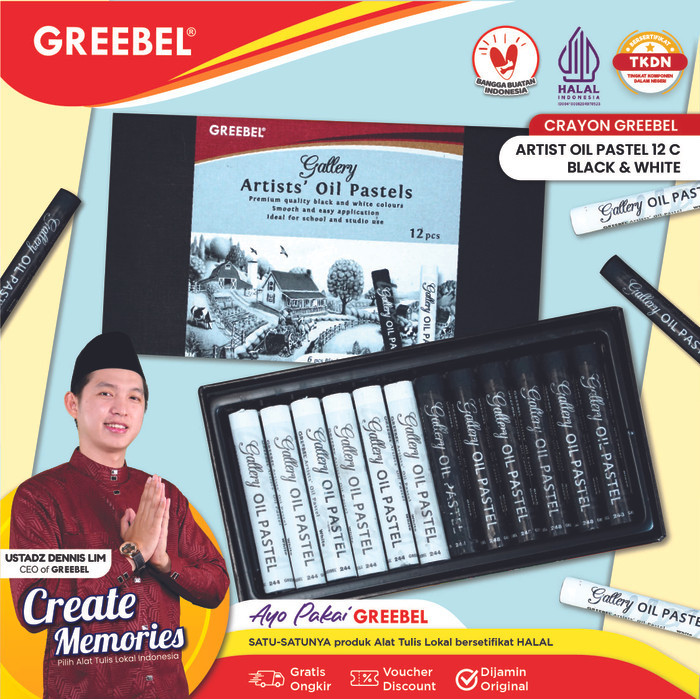 

Greebel Crayon Krayon Artist Oil Pastel 12 Warna B&W Untuk Anak