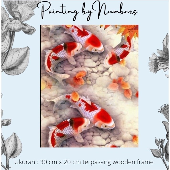 

Diy Painting By Number 30X20Cm Kerajinan Tangan - Koi Fish