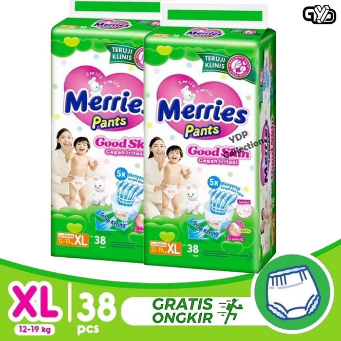Popok Merries Pants Goodskin Merries Twinpack Xl38 Xl 38
