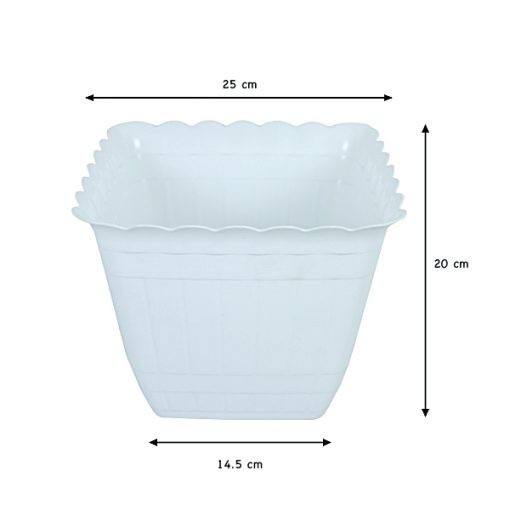 ((((()paling dicari] Pot Bunga Amanda 40 cm Putih Segi 4 Empat Tanaman Hias Plastik 40cm