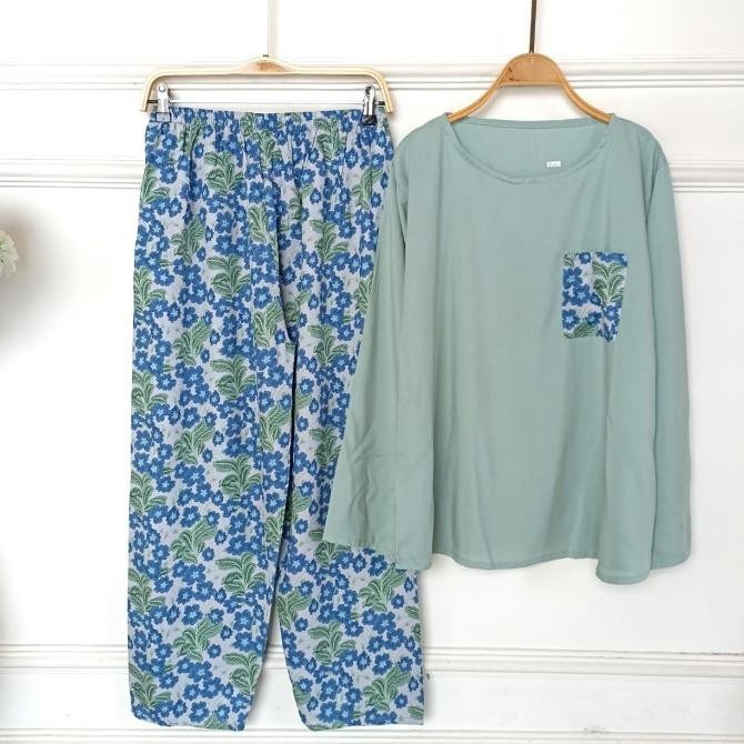 Babydoll Setelan One Set Piyama Wanita Dewasa Rayon - Lengan Panjang E82JA