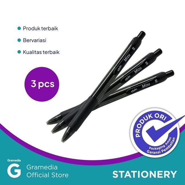 

Gramedia-Estudee Mizu Retractable Penlv 0.5 Black/3 Elv554