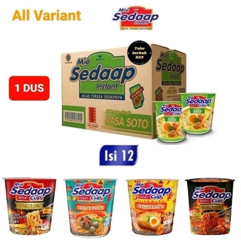 

New Produk 1 Dus Mie Sedaap Cup All Varian Rasa Isi 12 Pcs .