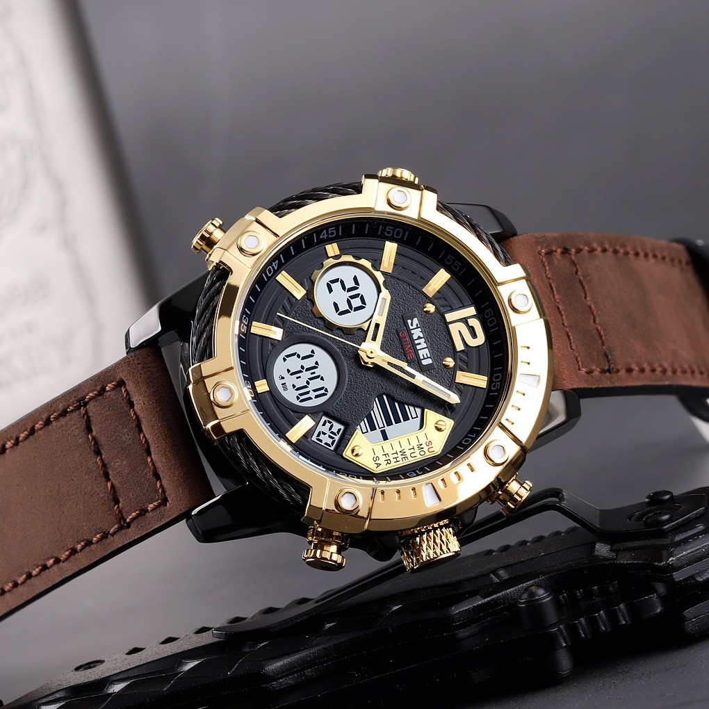 JM- SKMEI Jam Tangan Digital Analog Pria Strap Kulit - 1618 / jam tangan pria/jam tangan wanita/jam 