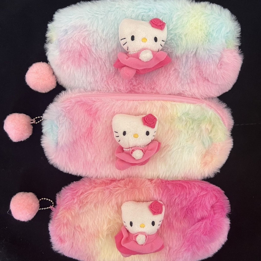 

Cute Tie-Dyed Colorful PlushkittyHello Kitty Pencil Case Storage Stationery Box