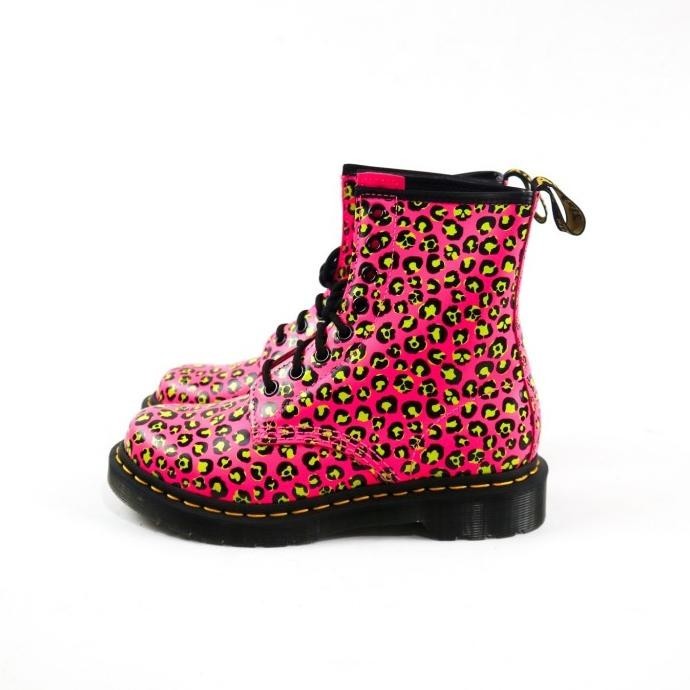 DR MARTENS 1460 CLASH PINK LEOPARD SMOOTH 8 HOLE ORIGINAL