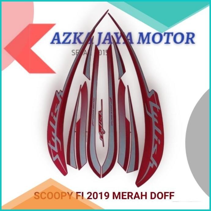 Striping Sticker Honda Scoopy fi 2019 stylish merah Doff / Red Matte 8