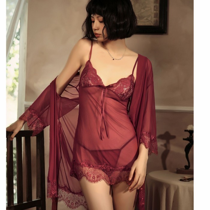 TERBARU Samantha Sexy Kimono Dress Transparan Night Gown Baju Daster Tidur